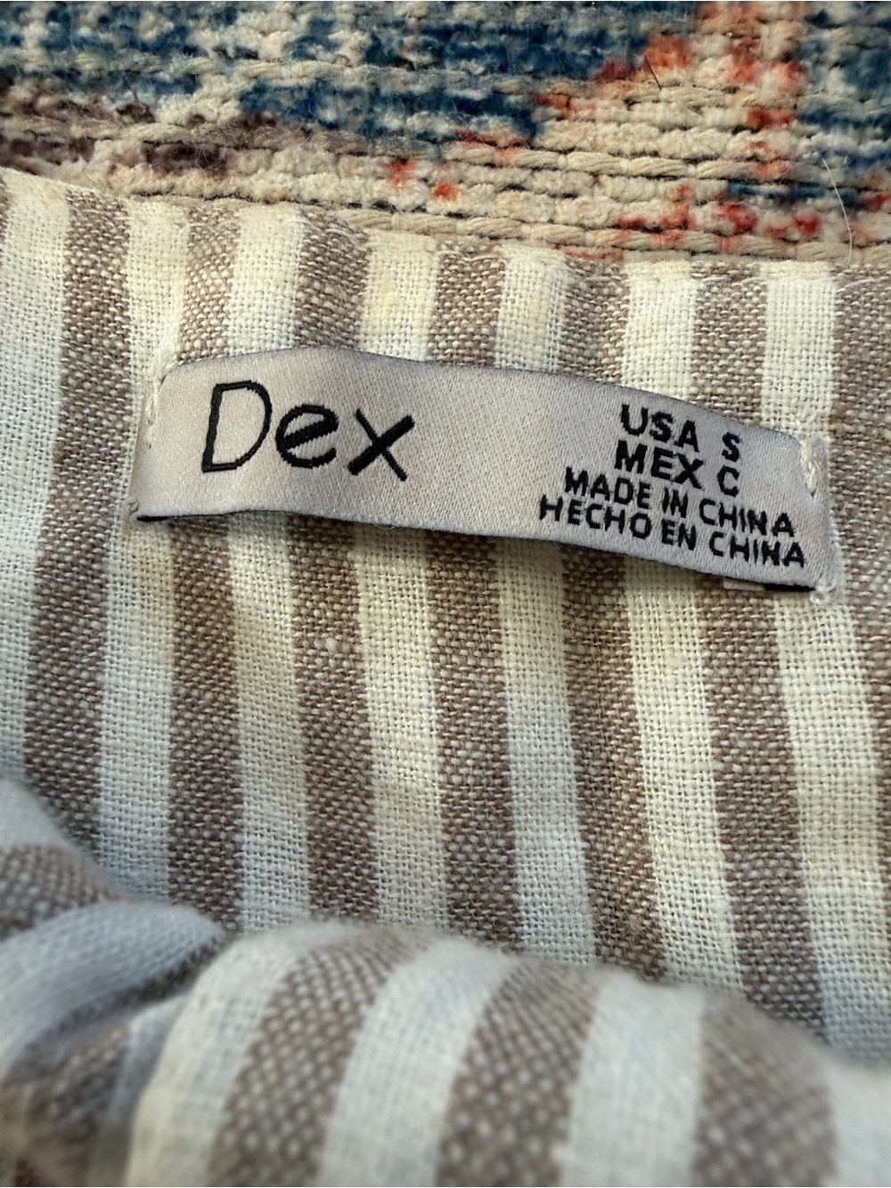Sundress Midi Striped Linen Blend Dress Beige White Pockets Boho S Spring Summer - Picture 5 of 9